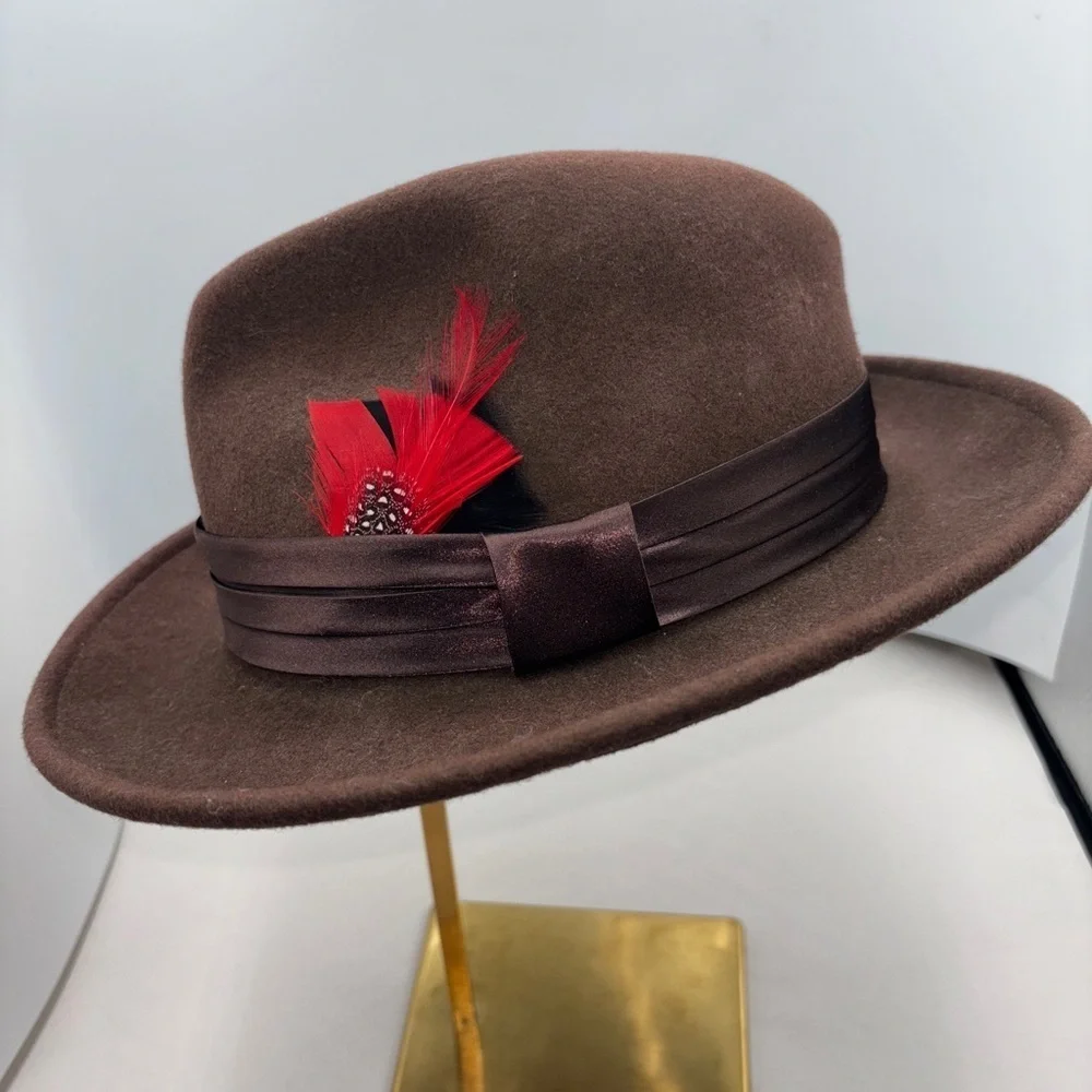 Vintage 80’s St. Patrick wool Dark Brown Fedora with Satin Lining hat